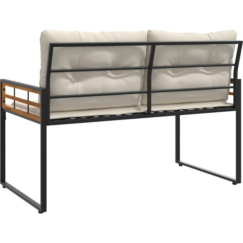  Drvena klupska klupa s jastukom Krema 114 x 55 x 77 cm Slike