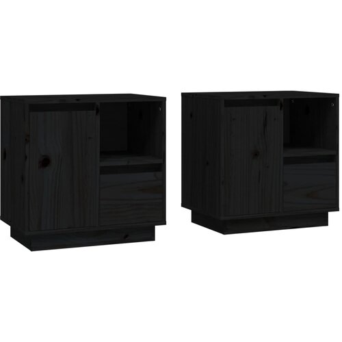 Maison Chic Dvo delni komplet Nočne omarice - Nočne mize črna 50x34x50 cm trdna borovina, (21686755) Slike
