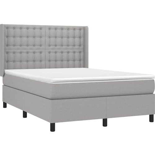  Krevet s oprugama i madracem svjetlosivi 140x190 cm od tkanine Slike