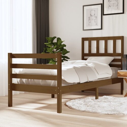VidaXL Okvir za krevet od masivnog drva smeđa boja meda 90 x 200 cm Slike