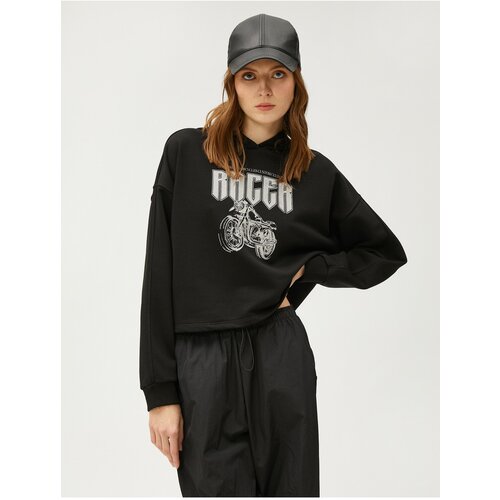 Koton Crop Sweatshirt Hoodie Printed Slike