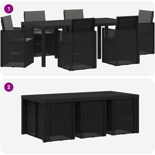  Vrtni set za objed s jastukom 7 pcs Antracit PP Slike