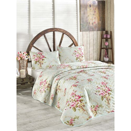  Alanur - mint mintpinkyellowgreen single quilted bedspread set Cene
