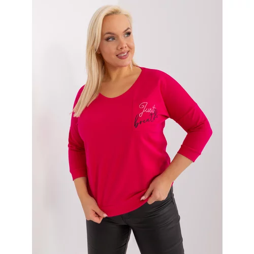Fashionhunters Fuchsia blouse in a larger size for everyday wear with rhinestones