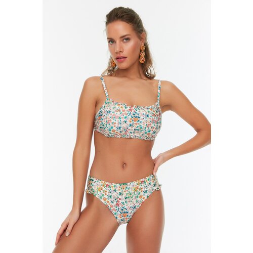 Trendyol Floral Pattern Bralette With Frills, Regular Leg Bikini Set Slike