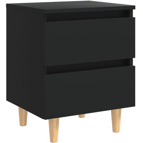 Noćni ormarići s nogama od borovine 2 kom crni 40 x 35 x 50 cm Slike