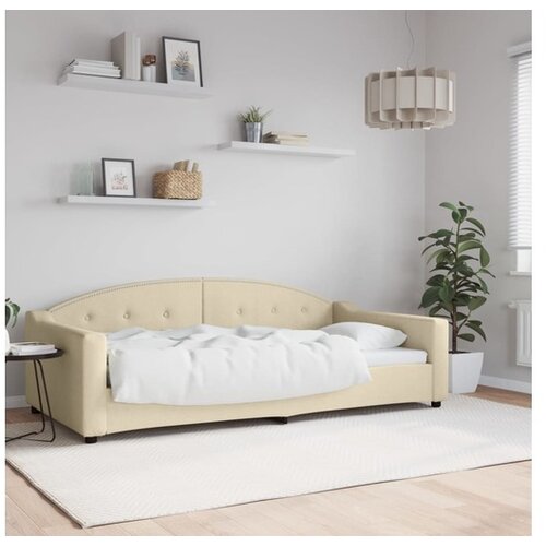 VidaXL Raztegljiva postelja krem 100x200 cm blago Slike