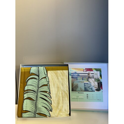 Tac Set posteljine Monstera, 160x200cm, Menta-teget Cene