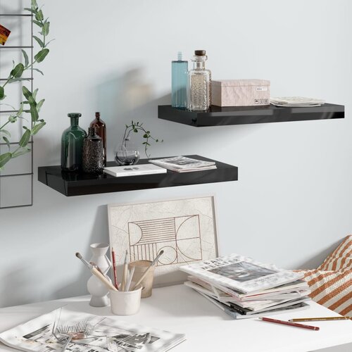 VidaXL Plutajuće zidne police 2 kom sjajne crne 50 x 23 x 3,8 cm MDF Slike