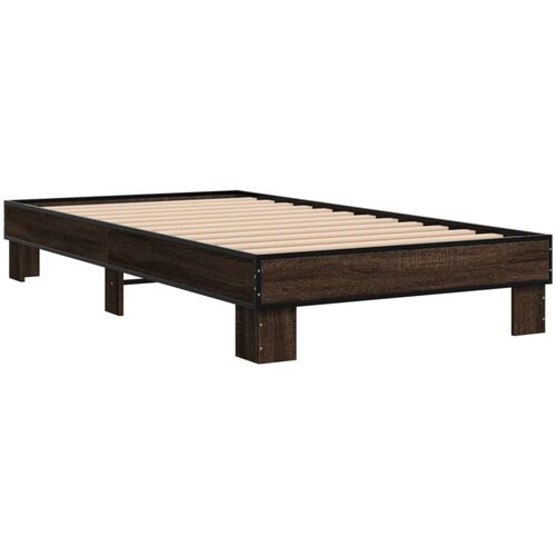 VidaXL Okvir za krevet smeđi hrast 90x190 cm konstruirano drvo i metal Slike