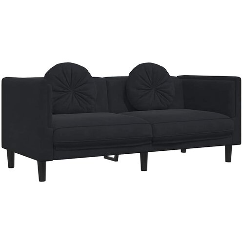  2-dijelni set sofa s jastucima crni bar&amp;scaron;unasti Slike