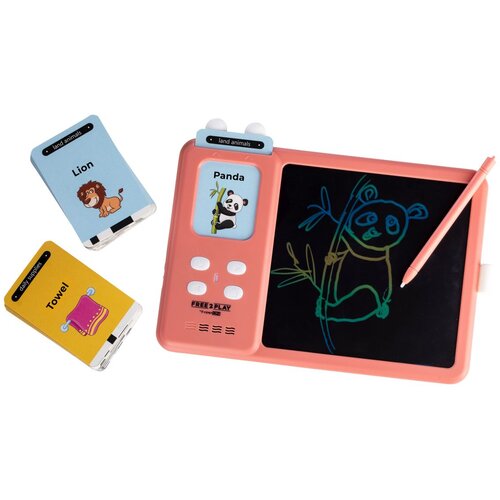 Free 2 Play Interaktivna LCD tablica s karticami za učenje angle&amp;scaron;čine 2v1, pink Slike