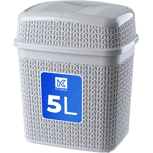 KADAX Ko&amp;scaron; za kopalni&amp;scaron;ke odpadke 5L siv za kopalnico, nagibni ko&amp;scaron; za odpadke s pokrovom, (5000356683) Slike