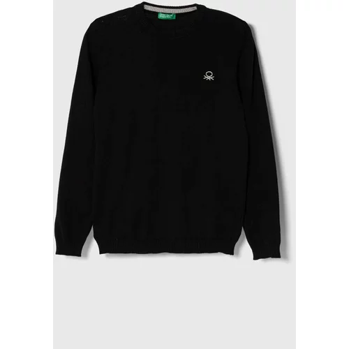 United Colors Of Benetton Otroški bombažen pulover črna barva