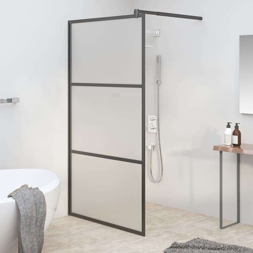 vidaXL Pregrada za tu&scaron; 100x195 cm motno ESG steklo črna Cene