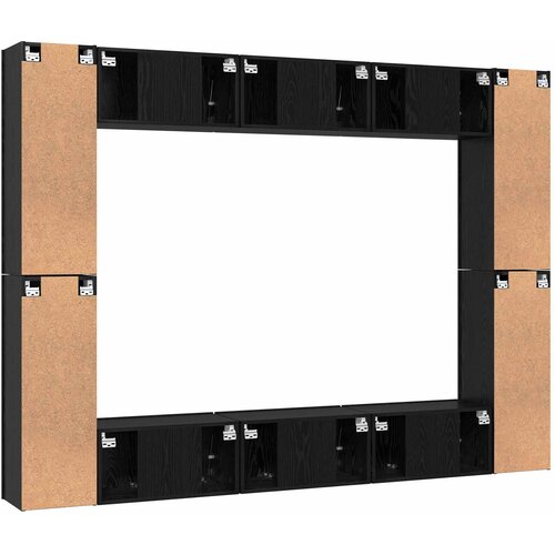  Set TV komoda Zidne 10 pcs Crni hrast Konstruirano drvo Slike