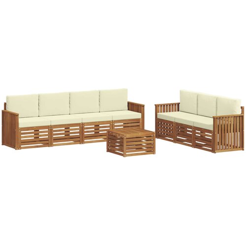  Setovi sofa 8 kom. Prirodna i krem Čvrsto drvo akacije Slike