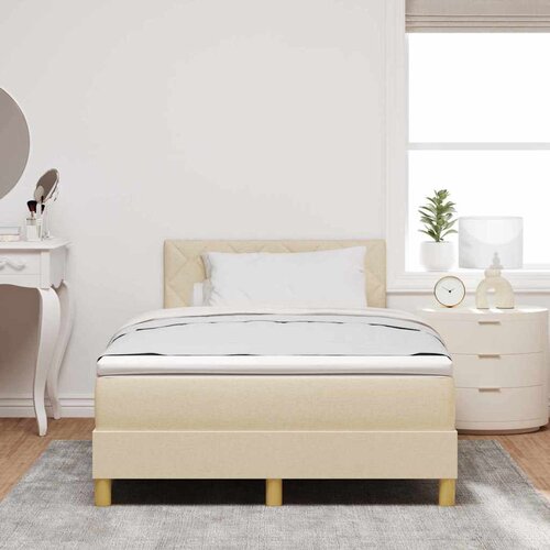  LED Box Spring Krevet s LED trakama Krema 120 x 200 cm tkanina Slike