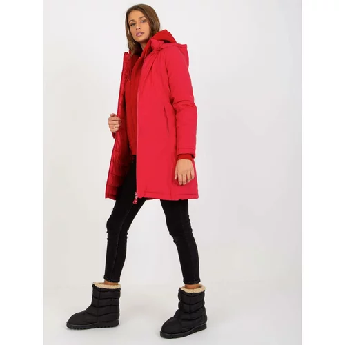 Fashion Hunters Red reversible transitional jacket with a hood