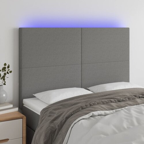 vidaXL LED posteljno vzglavje temno sivo 144x5x118/128 cm blago Cene