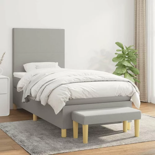  Box spring postelja z vzmetnico svetlo siva 80x200 cm blago, (20846685)