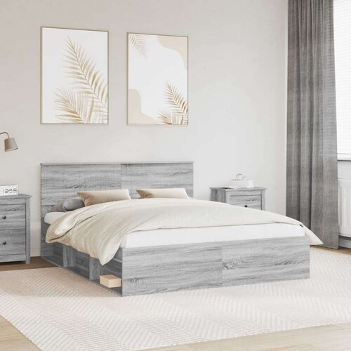  Okvir za krevet s uzglavljem Siva Sonoma 160 x 200 cm Cijene