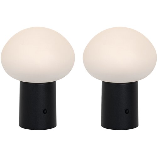 QAZQA Set van 2 tafellampen zwart incl. LED 3-staps dimbaar oplaadbaar - Louise Cene