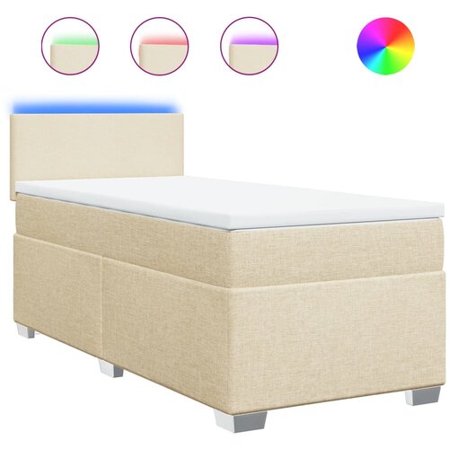 vidaXL Box spring postelja z vzmetnico krem 100x200 cm blago Cene