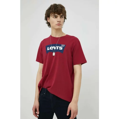 Levi's Bombažna kratka majica , bordo barva