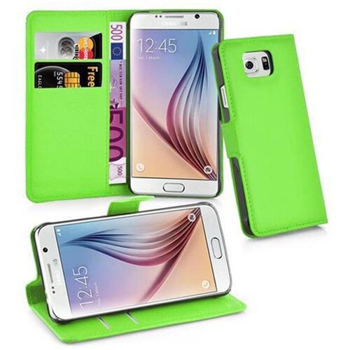 Cadorabo Ohi&scaron;je, združljivo z Samsung Galaxy S6 v mravljično zelena - Za&scaron;čitni ovitek z magnetnim zapiranjem, stoječo funkcijo in režo za kartice, (20550775) Cene