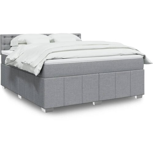 vidaXL Box spring postelja z vzmetnico svetlo siva 180x200 cm blago Cene