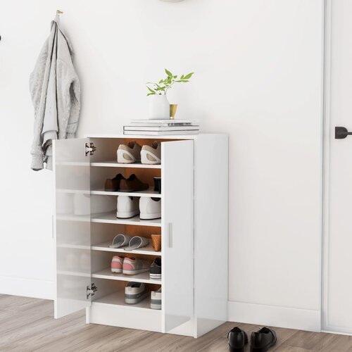 VidaXL ormarić za cipele visoki sjaj bijeli 60 x 35 x 92 cm od iverice Slike