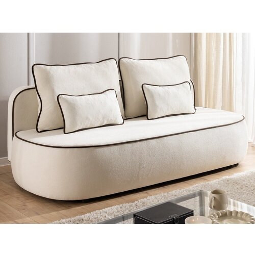 Ropez Smeđa/krem bar&amp;scaron;unasti sklopiva/s prostorom za odlaganje sofa 210 cm Saga &amp;ndash; Slike