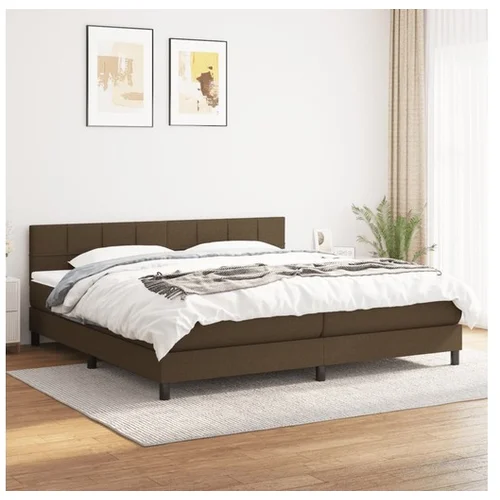  Box spring postelja z vzmetnico temno rjav 200x200 cm blago