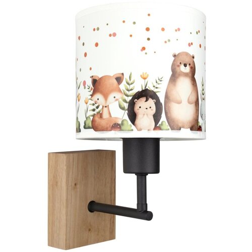Brilagi Zidna lampa BOBO WOOD 1xE27/25W/230V hrast/crna/bela/životinje Slike
