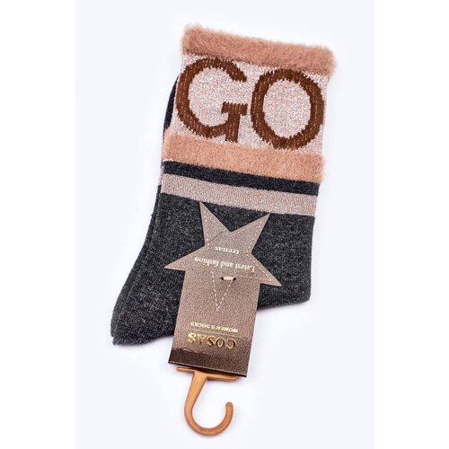 Kesi Women's Cotton Socks GO-GO With Fur COSAS Grey Slike
