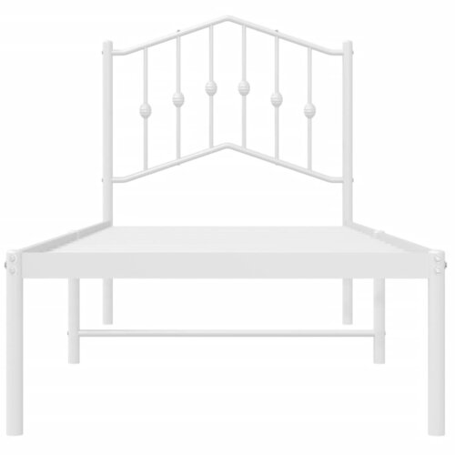  Metalni okvir krevet bez madraca s uzglavljem bijeli 75x190 cm Slike