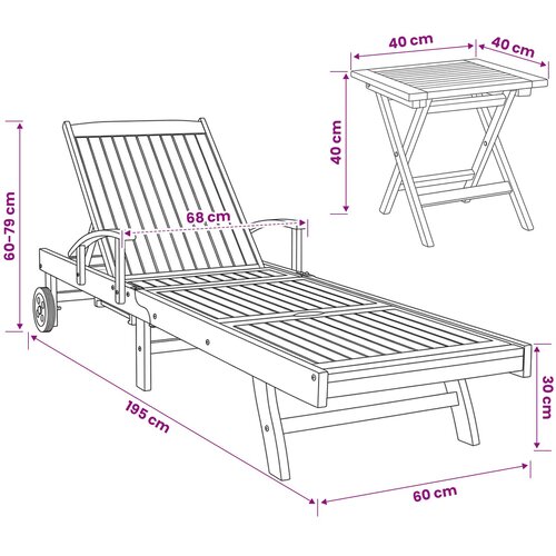  Suncobran s stolom 2 pcs Smeđa 40 x 40 x 40 cm Čvrsto teak drvo Slike
