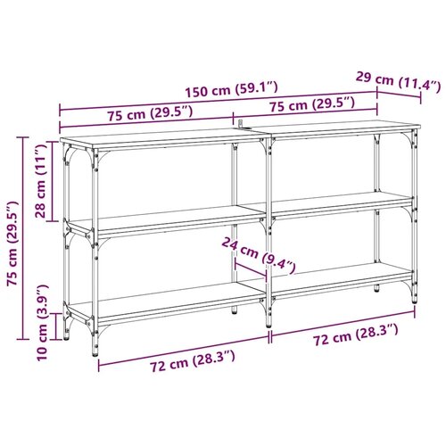  Konzolna stolica Crni hrast 150 x 29 x 75 cm - Crni hrast 150 cm Slike