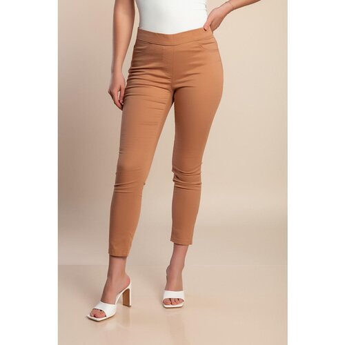Fenzy Plus Size Oprijete Bombažne Hlače, Kamelje Cene