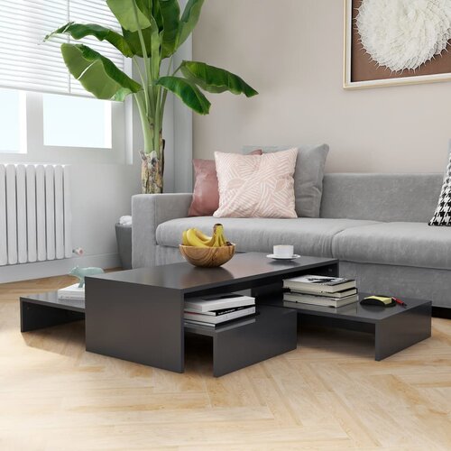 VidaXL Komplet klubskih mizic sive barve 100x100x26,5 cm iverna plo&amp;scaron;ča, (20625770) Slike