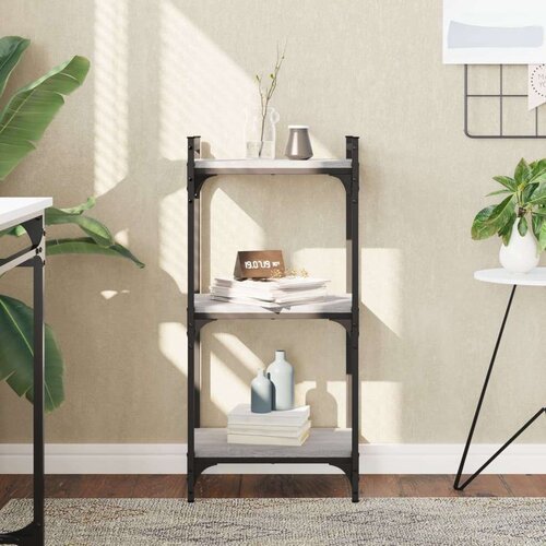  Regal za knjige s 3 razine siva boja hrasta 40x30x86 cm drveni Cijene