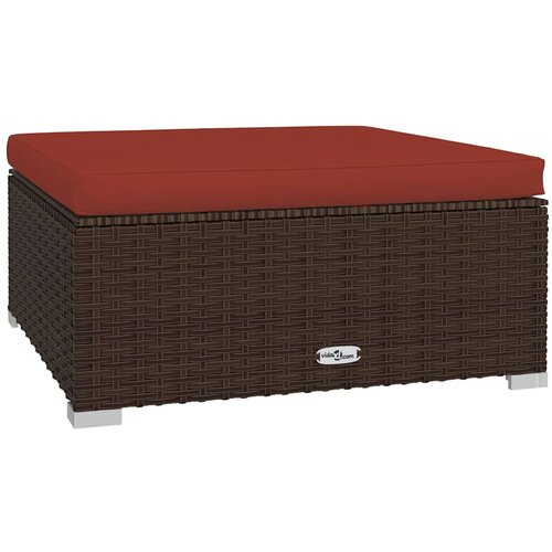  Vrtni tabure s jastukom smeđi 70 x 70 x 30 cm od poliratana Smeđa Slike