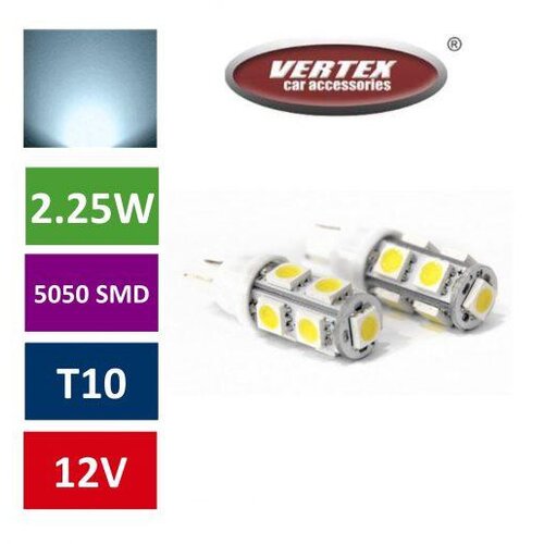 Amio Avto LED žarnica (sijalka) T10 9 SMD 5050 2,25W 2 kosa Cene