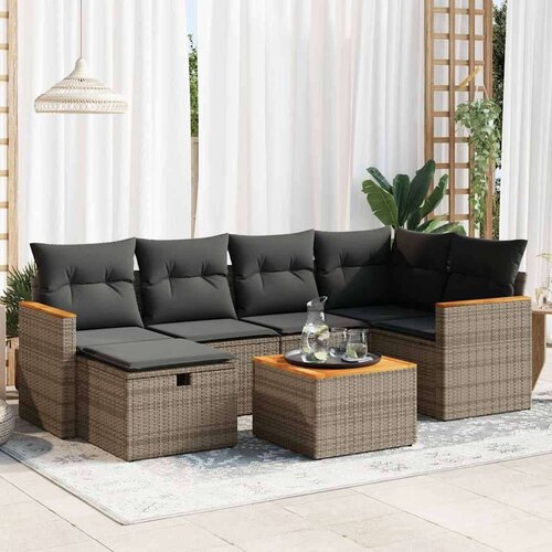 vidaXL 7-dijelni set vrtnih sofa sivi od poliratana Cijene