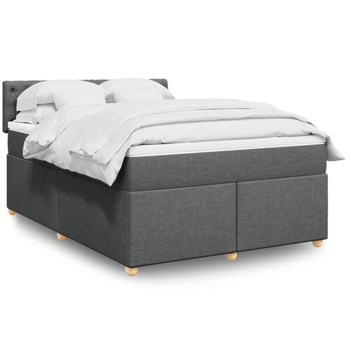vidaXL Box spring postelja z vzmetnico temno siva 160x200 cm blago Cene
