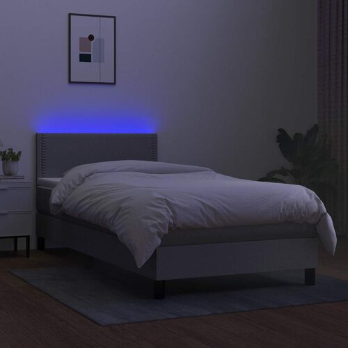  Krevet box spring s madracem LED svjetlosivi 80x200 cm tkanina Slike