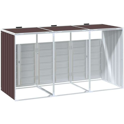 VidaXL spremi&amp;scaron;te za 2 kanta za otpad smeđe 216x81x115 cm čelično Slike