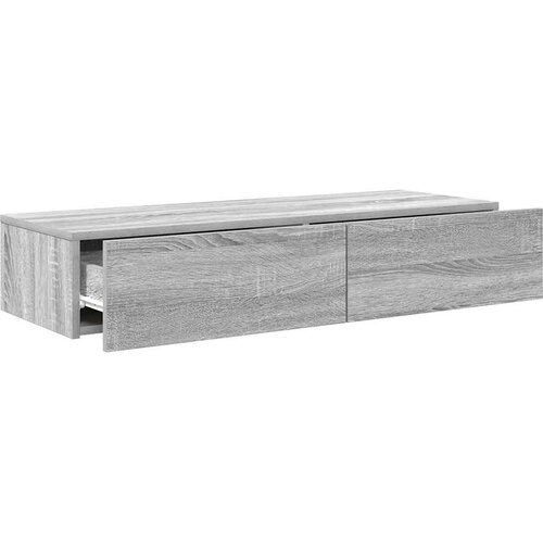  Zidna polica s ladicama siva sonoma 100x36x19 cm Slike