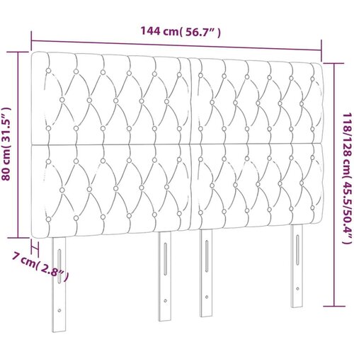 vidaXL LED posteljno vzglavje svetlo sivo 144x7x118/128 cm blago Cene